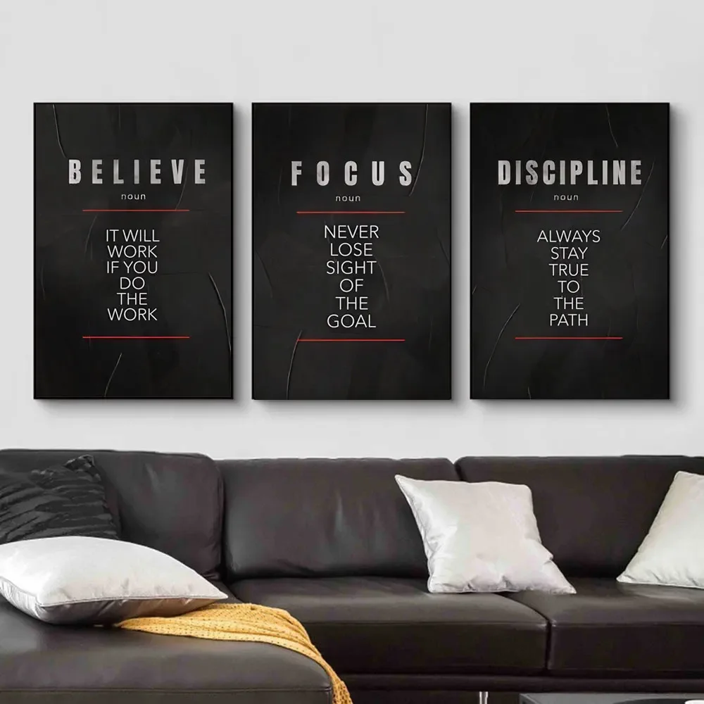 Home Office Room Inspiration - Poster Definisi Disiplin dan Fokus, Motivasi,