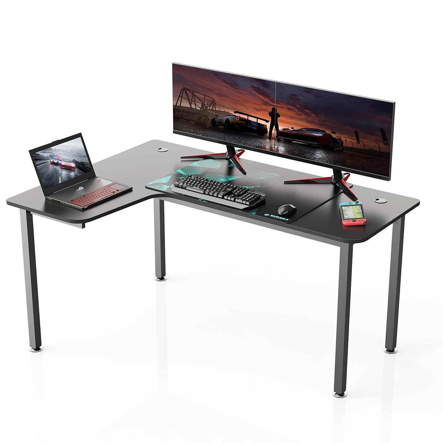 Home Office Work Table - Meja Sudut Bentuk L Hitam 60