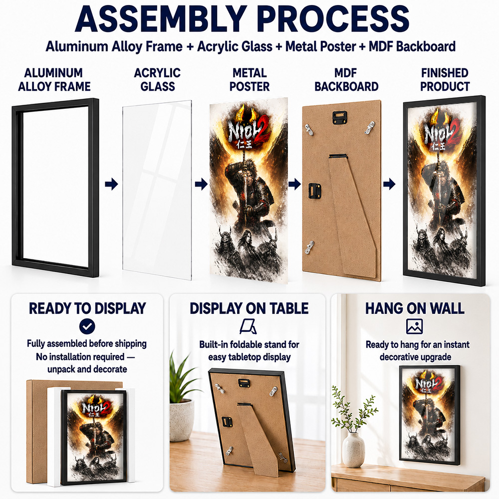 Poster Logam Nioh dengan Bingk - Home Office Room Inspiration ulasan dan harga